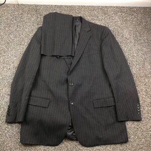 Brooks Brothers 43R Estrato Italian Wool Chalk Striped 2 PC Suit Gray 36x30